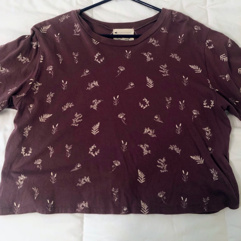 Purple Floral Crop Tee